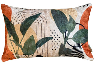 Twig Sunrise Modern Chic Designer Velvet Cushion Cover (Multicolour, 12x18in (30cm x 45cm))