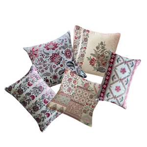 Chintz Vine Modern Chic Designer Velvet Cushion Cover (Red & Pink)