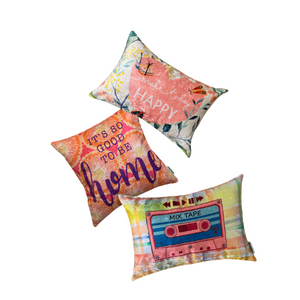 Happy Today Modern Chic Designer Velvet Cushion Cover (Multicolour, 12x18in (30cm x 45cm))