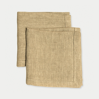 Sand Herringbone Linen Table Napkins | Set of 2