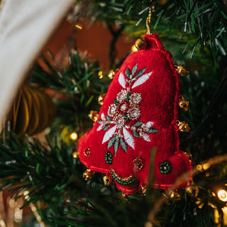 Heart & Bell Shaped Embroidered Ornaments