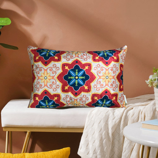 Assa Tile Crushed Velvet Cushion Cover (Multicolour)