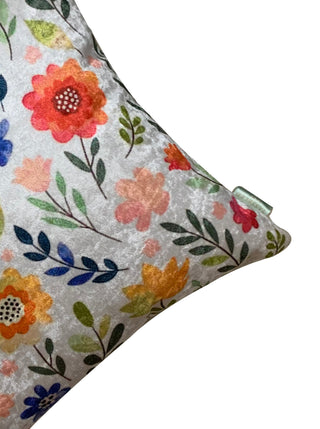 Blooming Dales Flowery Modern Chic Designer Velvet Cushion Cover (Multicolour)