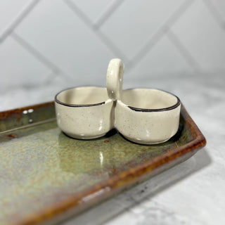 Ceramic Ivory Twin Dip Bowl