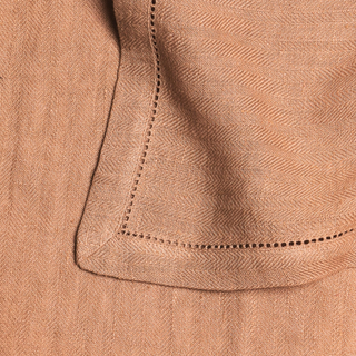 Spice Herringbone Linen Table Napkins | Set of 2