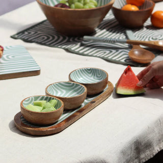 Jade Mango Wood Salad Bowl with Server