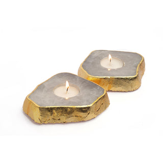 Semi Precious Tea Light Holder - Smokey Grey