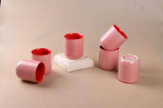 Stoneware Tumbler | Set of 6 | Pink Red