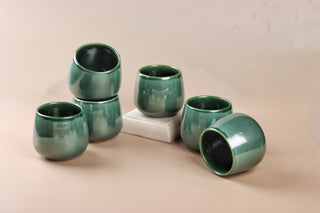Stoneware Kulhar| Set of 6 | Green