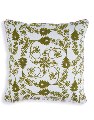 Khwaab Green Garden Grid Cushion Cover 16"x 16"