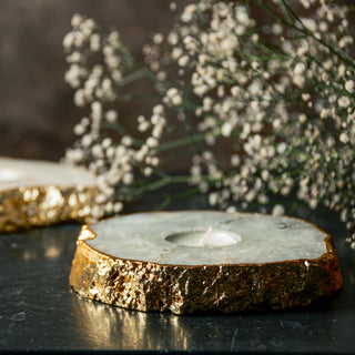 Semi Precious Tea Light Holder - White