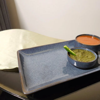 Deep Sea Blue Platter with Dip Bowls