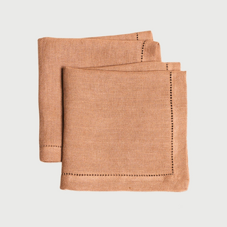 Spice Herringbone Linen Table Napkins | Set of 2