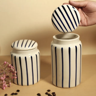 Blue Striped Storage Jar Set