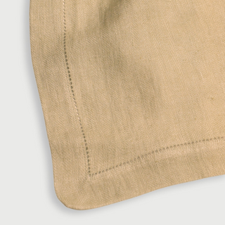 Sand Herringbone Linen Table Runner