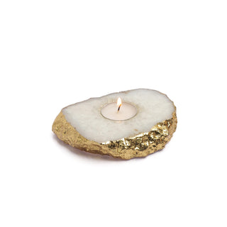 Semi Precious Tea Light Holder - White