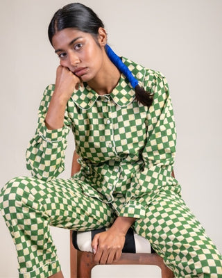 Green Peter Pan Collar Pajama Set