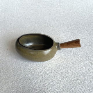 Dip Bowl with Wooden Handle | Charcoal