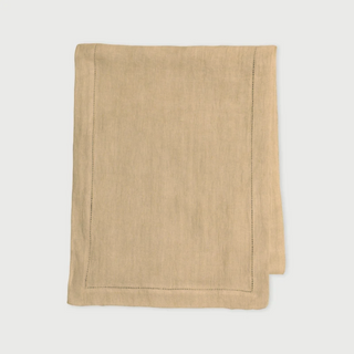 Sand Herringbone Linen Table Runner