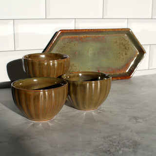 Green Whisperer Platter with 3 Snack Bowls