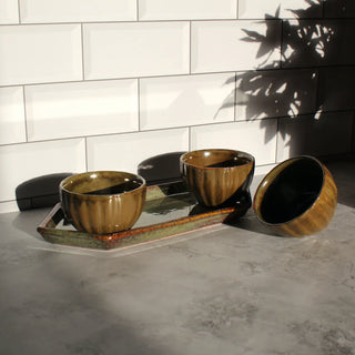 Green Whisperer Platter with 3 Snack Bowls