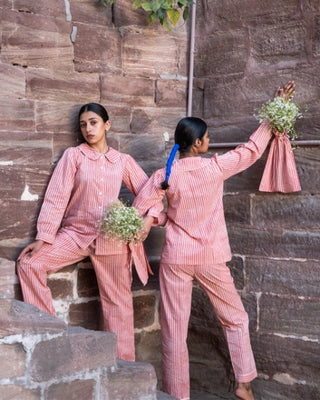 Pink Peter Pan Collar Pajama Set