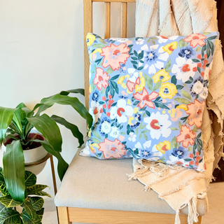 Cannes blue Floral Cushion Cover (18")