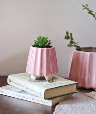 Ceramic Stand Tall Planter Set | Pink