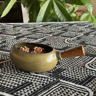 Dip Bowl with Wooden Handle | Charcoal