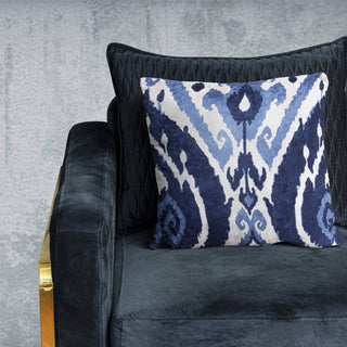 Beauty Crushed Velvet Cushion Cover (Blue and White)