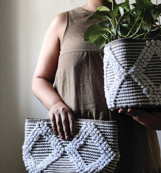 Grey Loop Plant Basket