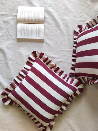 Cherry Red Ruffle Cushion Cover