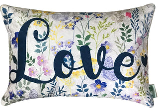 Love 4 Velvet Cushion Cover Set (Blue and White, 2-16 x 16 Inch, 2-18 x12 Inch)