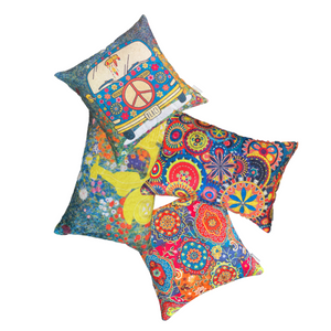 Circus Wheels Crushed Velvet Cushion Cover (Multicolour, 12 x 18 inches)