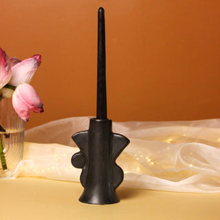 Abstract Design Ceramic Candle Holder (Black/Beige)