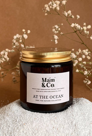 At the Ocean | 100% Coconut Wax Botanical Candle | 40+ Hour Burn Time | Cool Aquatic Fresh Floral Aroma