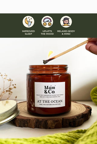 At the Ocean | 100% Coconut Wax Botanical Candle | 40+ Hour Burn Time | Cool Aquatic Fresh Floral Aroma