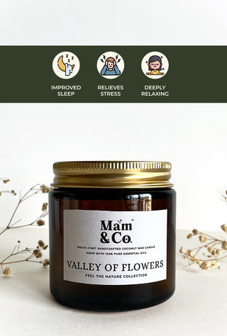 Valley of Flowers | 100% Coconut Wax Botanical Candle | 40+ Hour Burn Time | Floral Fresh Feminine Aroma (BEST SELLER)