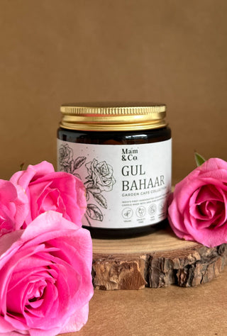 Gul Bahaar | 100% Coconut Wax Botanical Candle | 40+ Hour Burn Time | Rosy Fresh Floral Aroma