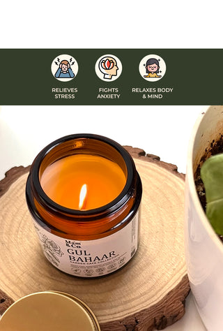 Gul Bahaar | 100% Coconut Wax Botanical Candle | 40+ Hour Burn Time | Rosy Fresh Floral Aroma