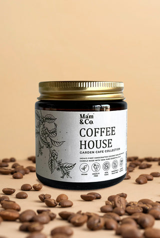 Coffee House | 100% Coconut Wax Botanical Candle | 40+ Hours Burn Time | Raw Strong Chocolaty Aroma (BEST SELLER)