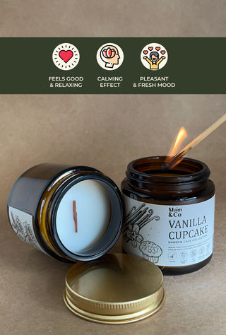 Vanilla Cupcake | 100% Coconut Wax Botanical Candle | 40+ Hours Burn Time | Yummy Delicious Tempting Aroma (BEST SELLER)