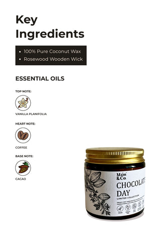 Chocolate Day | 100% Coconut Wax Botanical Candle | 40+ Hours Burn | Chocolaty creamy  Delight