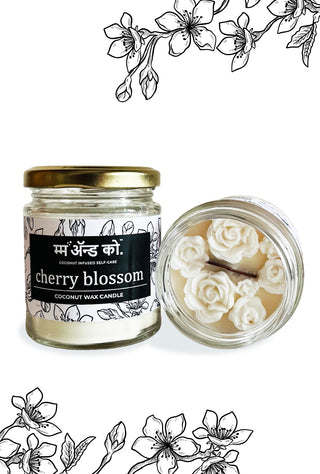 Cherry Blossom | 100% Coconut Wax Botanical Candle | 60+ Hours Burn | Floral Refreshing Powdery Aroma