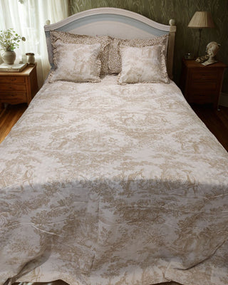 Beige Toile Print Bedsheet
