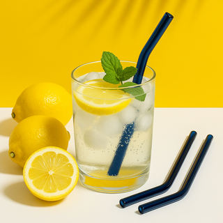 Glass Straws  Reusable (Set of 6 )- Brilliant Blue