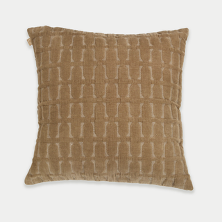 Twig Tan Brown Embroidered Velvet Cushion Cover
