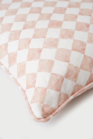 Checker Blush Oblong Cushion Cover