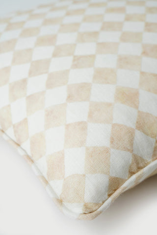 Checker Beige Oblong Cushion Cover