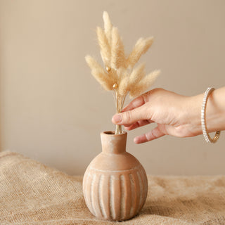 Rustic vase with bunny tails